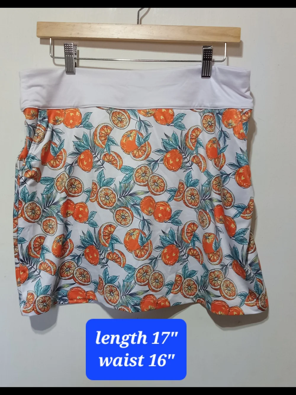 Coral Bay Orange & Teal Citrus Print Golf Skirt